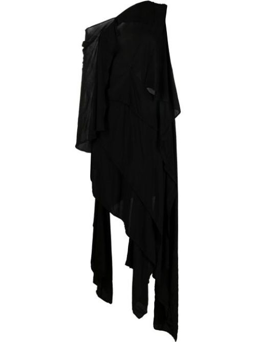 Asymmetric cotton-blend dress