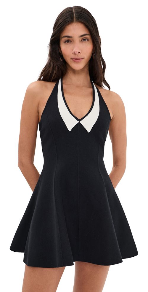 Sofia Collared Flare Dress Black/Ivory