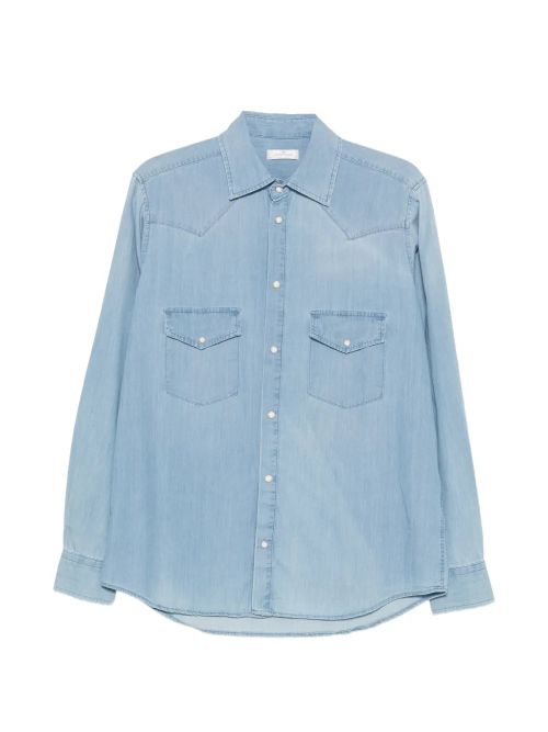 Western-Style Flap-Pocket Shirt — Blue