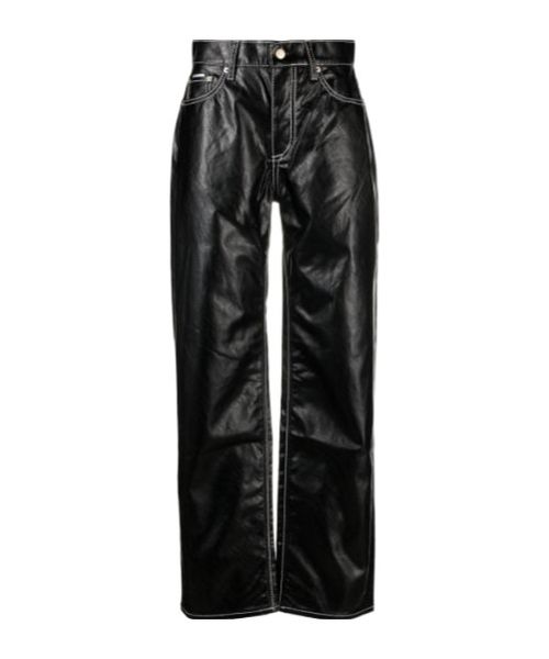 High-waist faux-leather trousers