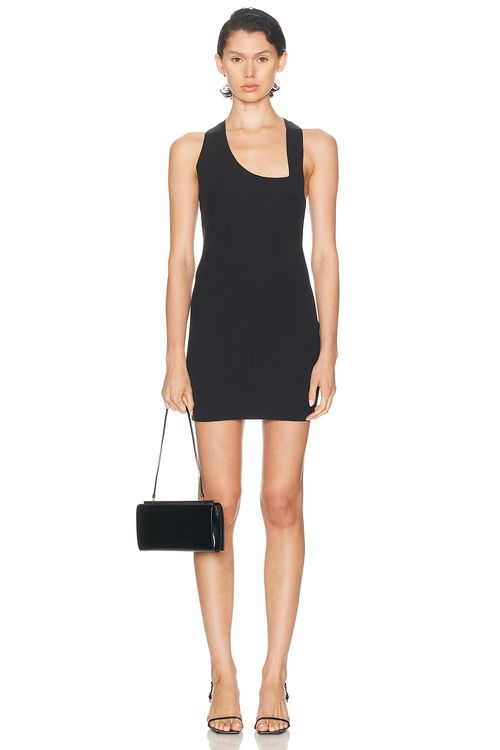 Ziah Asymmetric Racer Dress in Black - Black.  XS also in L