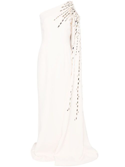 Crystal-embellished crepe dress - White