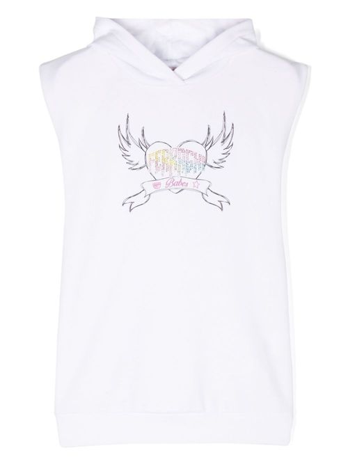 Graphic-print hooded cotton dress - White