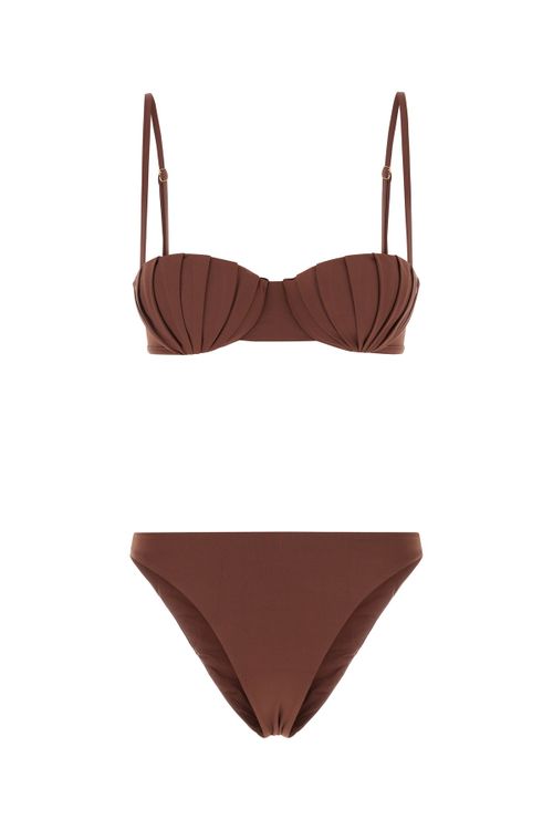 AMOTEA Brown stretch nylon Serena bikini