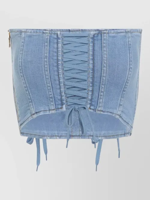 Elisabetta Franchi - denim corset top strapless lace up