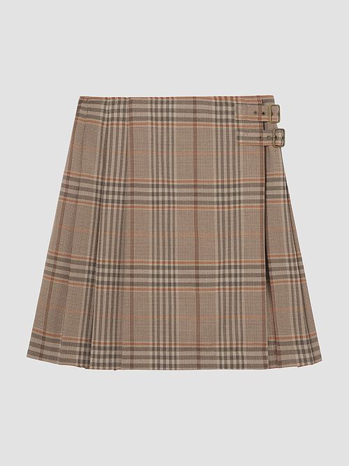 Women's Odessa Check Wool Mini Skirt - Sandstone Beige