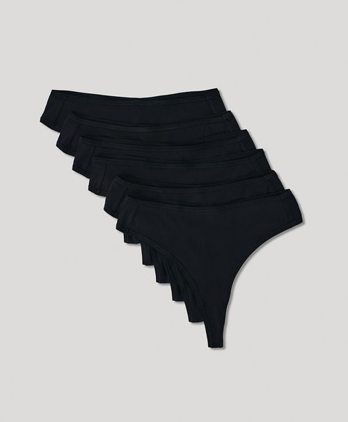 Women's Black Everyday High Rise Thong 6-Pack