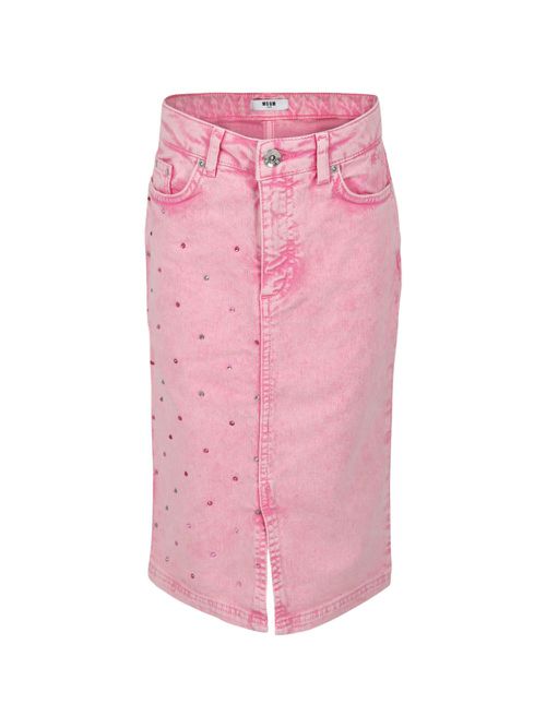 Crystal-embellished denim skirt - Pink