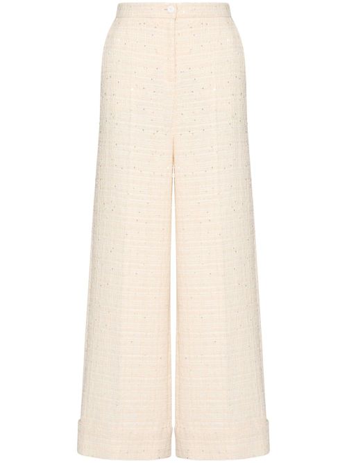 Turn-up hem wide-leg trousers - Neutrals