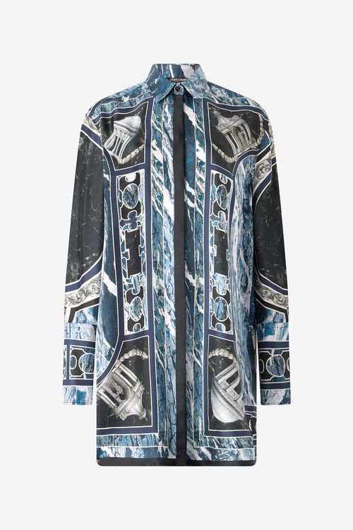 Short Silk Dress With Marble Print