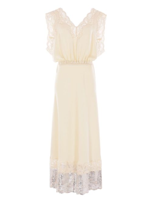 Rabanne lace-trimmed midi dress - Neutrals