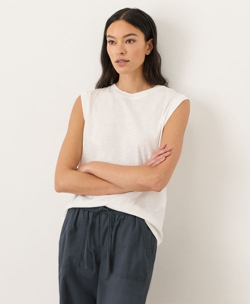 Women's Cream Featherweight Slub Relaxed Muscle Tee