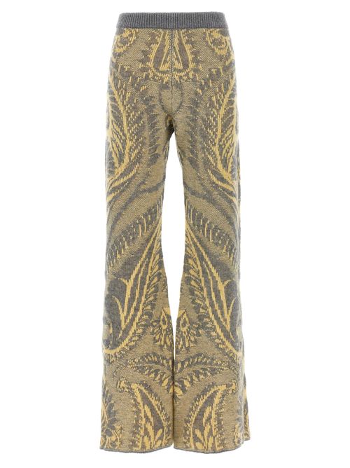 Paisley-Knit Wool Trousers — Multicolor