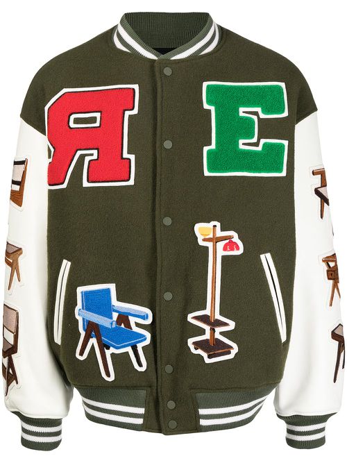 Patch-detail bomber jacket - Green