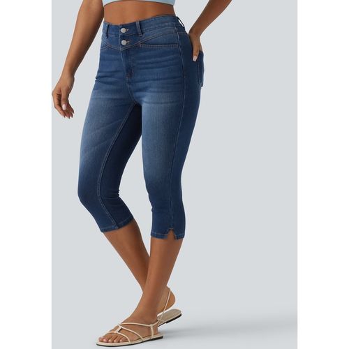 Halara Halara Flex™ High Waisted Split Capri Casual Slim Jeans with Pockets - Estate Blue Denim - XLregular