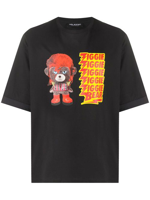Ziggie bear print cotton T-shirt - Black