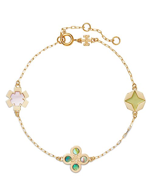 Kira Mother Of Pearl Clover Flex Bracelet in 18K Gold Plated