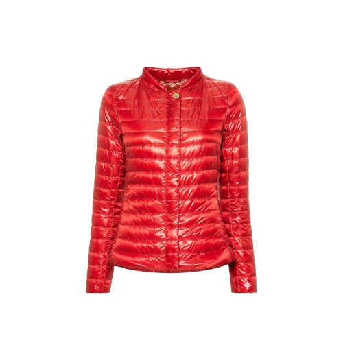 Quilted Lightweight Nylon Down Jacket — Red