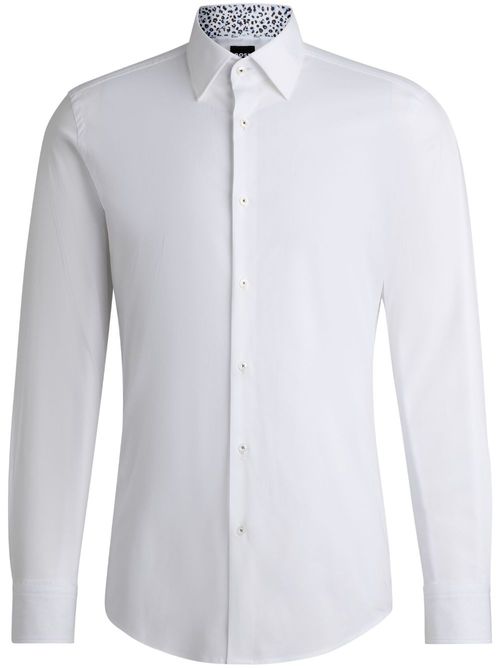 Classic-collar button-up shirt - White