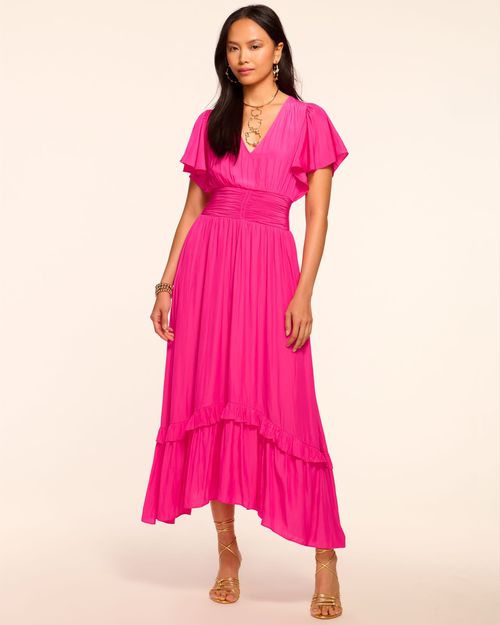 Joanie Short Sleeve Maxi Dress in Pink Petunia