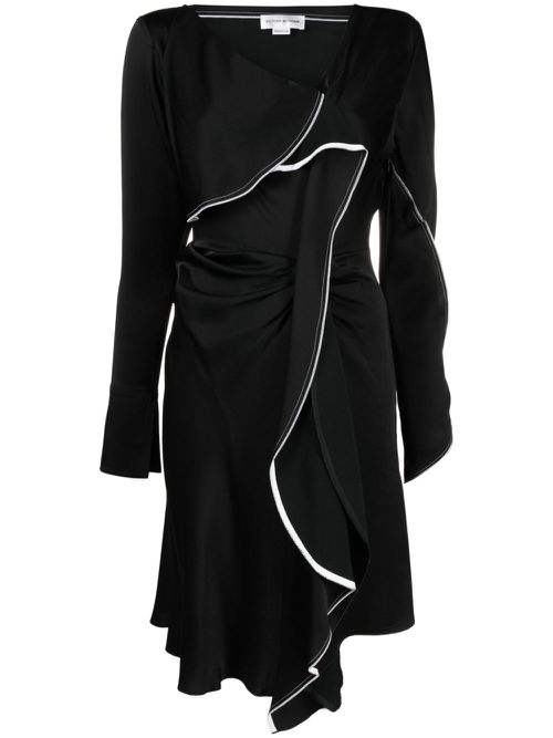 Asymmetric draped midi dress - Black