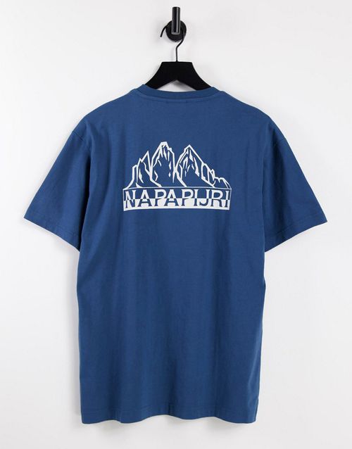 Saretine back print t-shirt in blue