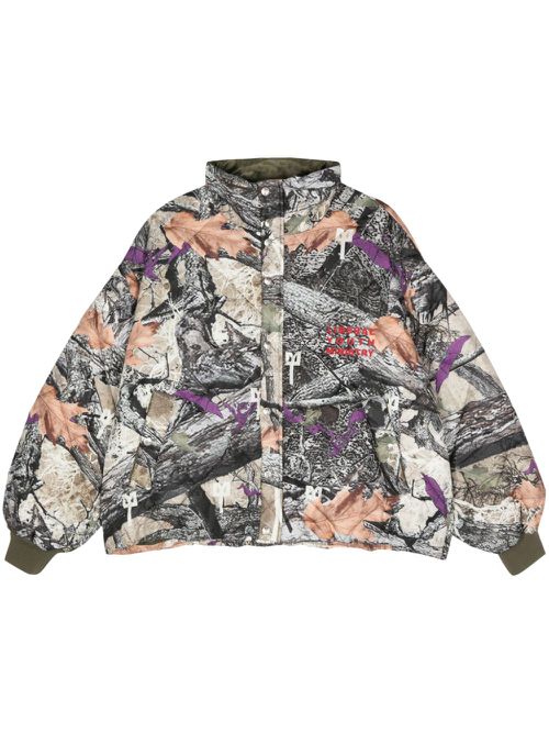 Abstract-print padded jacket - Green