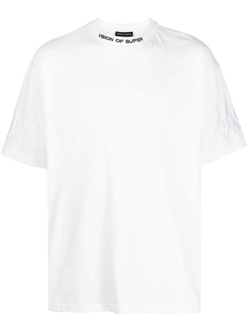 Logo-embroidered cotton T-shirt - White