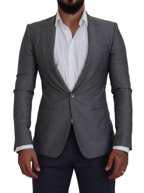 Wool Silk Blazer — Gray