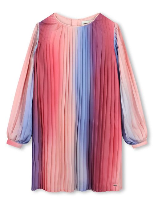 Gradient-effect pleated dress - Blue