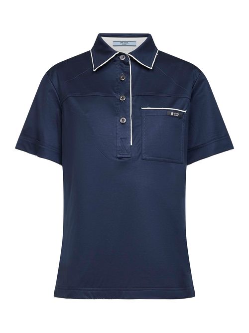Lisle Cotton Polo Shirt — Navy