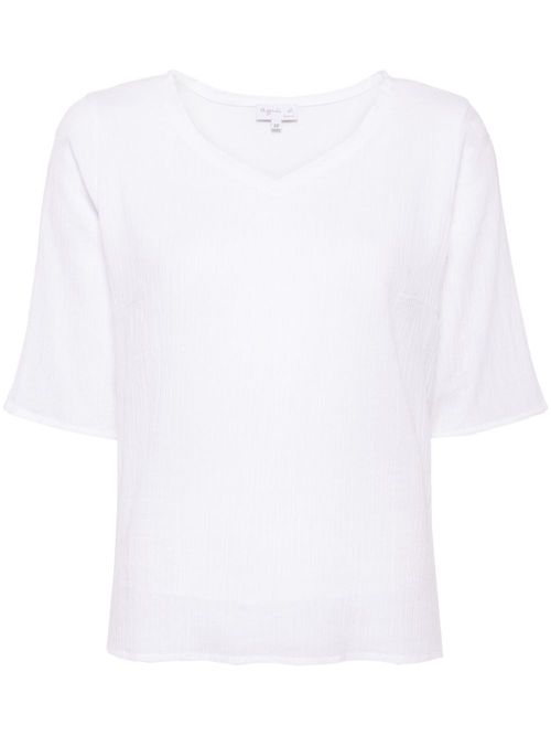 Solaine V-neck cotton T-shirt - White