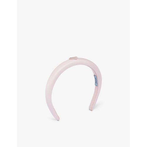 Womens Pink Re-Nylon Brand-plaque Recycled-polyamide Headband 