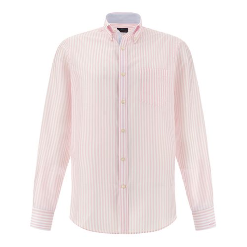 Summer Breeze cotton shirt with striped pattern, Man, Rows White Pink