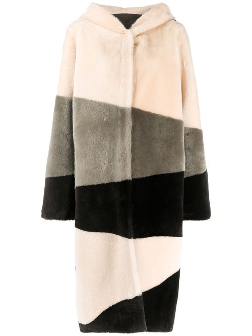Hooded single-breasted coat - Neutrals