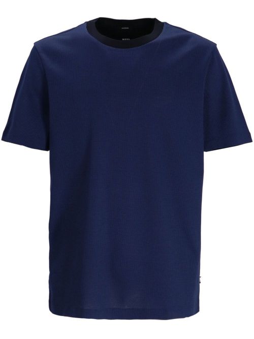 Contrasting-collar cotton T-shirt - Blue