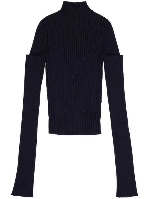 Roll-neck fitted jumper - Black