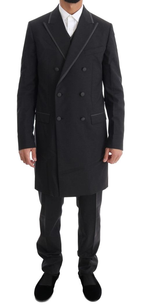 Wool Stretch Double-Breasted Suit — Gray