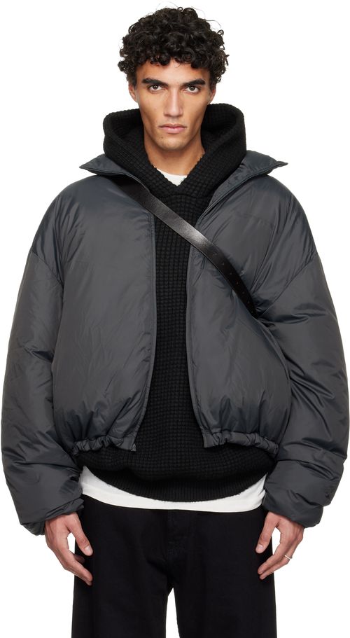 Gray Holiday Ripstop Nylon Puffer Down Jacket