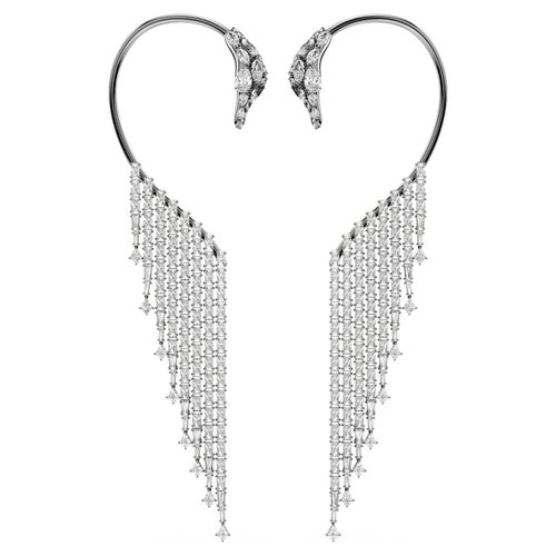 The Vienna Collection ear cuffs, Swan, White, Ruthenium plated