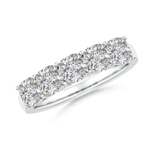 Angara 2.5 Carats Prong-Set Cushion Diamond Five Stone Wedding Ring in 14K White Gold