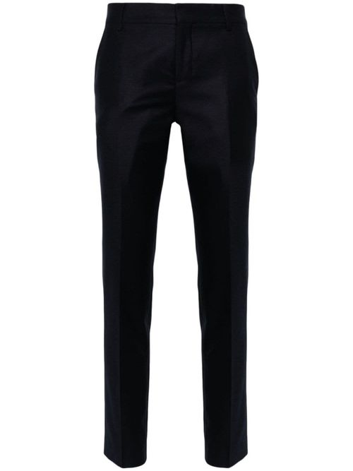 Navy Blue mid-rise tailored trousers