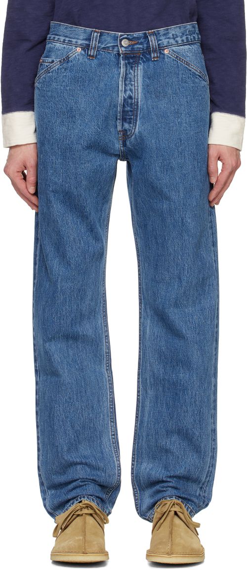 Drake's Blue Selvedge Denim Five-Pocket Jeans