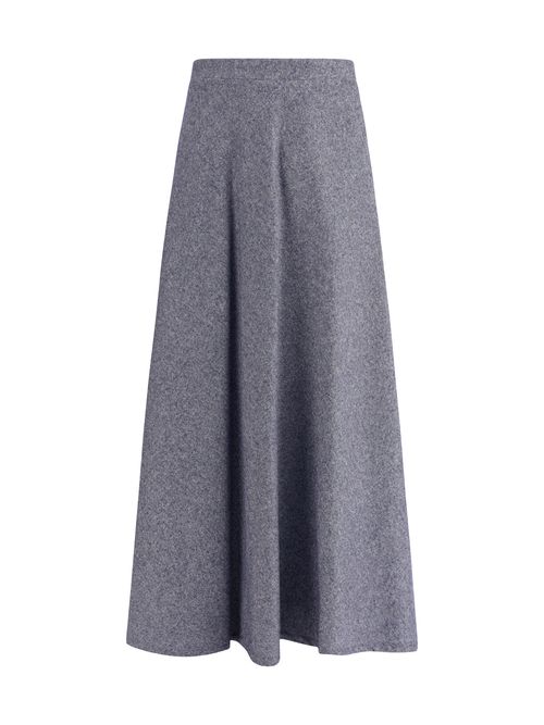 Flared Midi Denim Skirt — Gray
