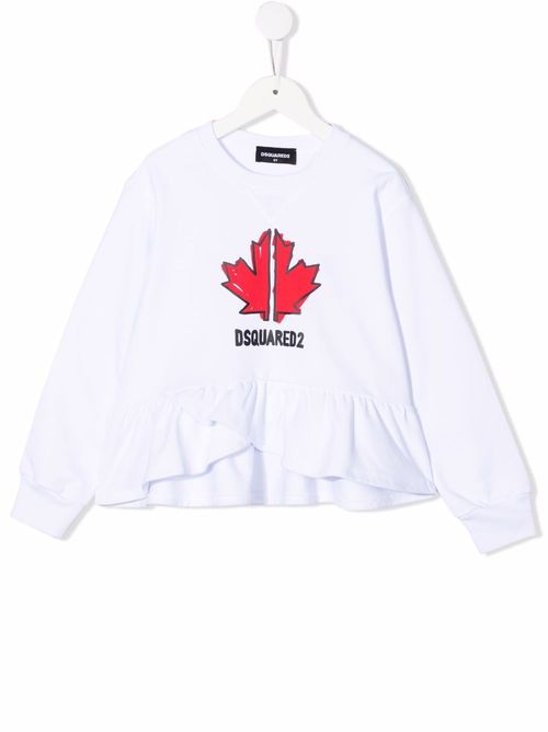 Ruffled-hem sweatshirt - White