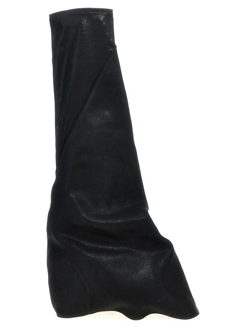 Foil-Overdyed Denim Boot — Black