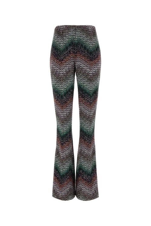 Embroidered Viscose-Blend Flared Trousers — Multicolor