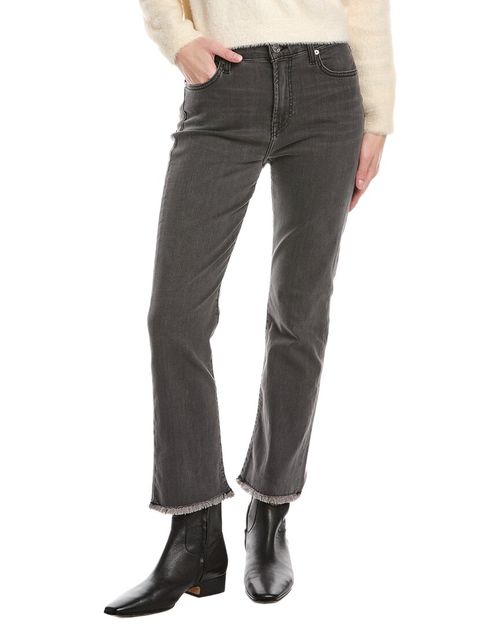 High-Rise Slim Kick Wash Black Ankle Crop Jean