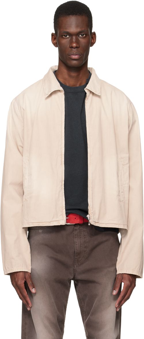 Beige Cotton Logo Jacket