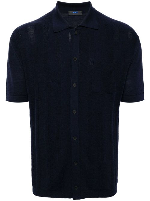 Polo-collar button-up shirt - Blue